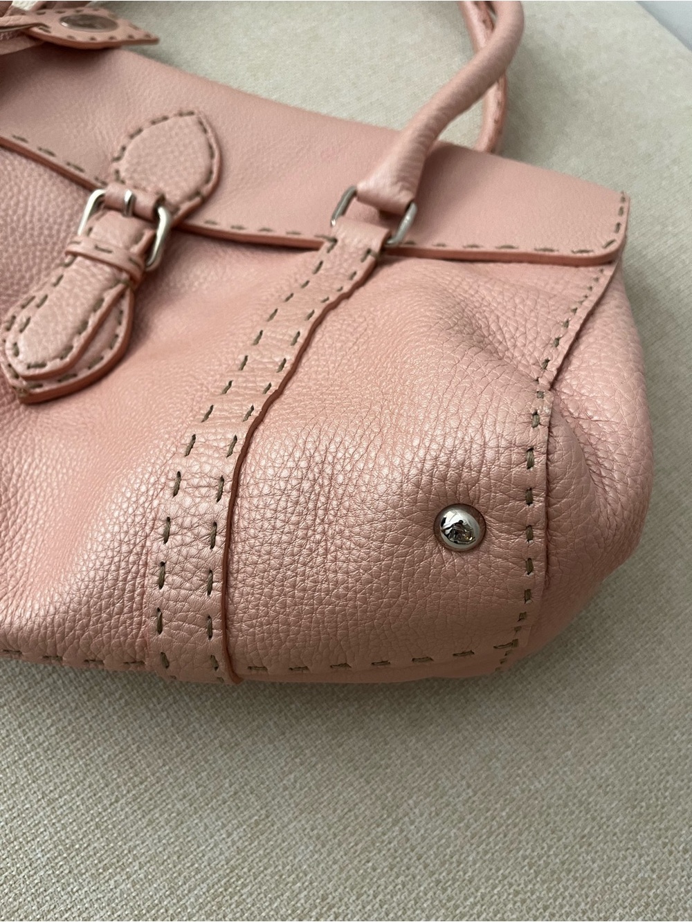Fendi Selleria Blush Pink Leather Top Handle Satchel - Picture 12 of 16